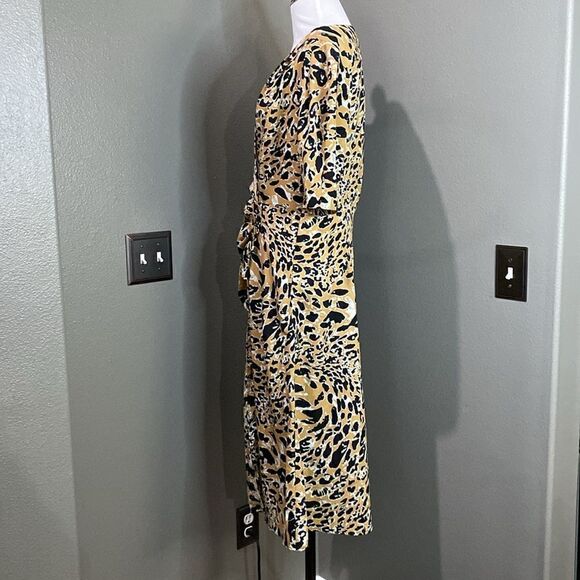 Topshop Leopard Print Mock Wrap Midi Dress - Picture 11 of 15